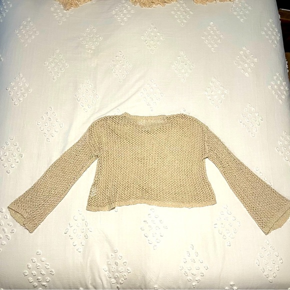 Tan Knit Cropped Sweater - Picture 3 of 4